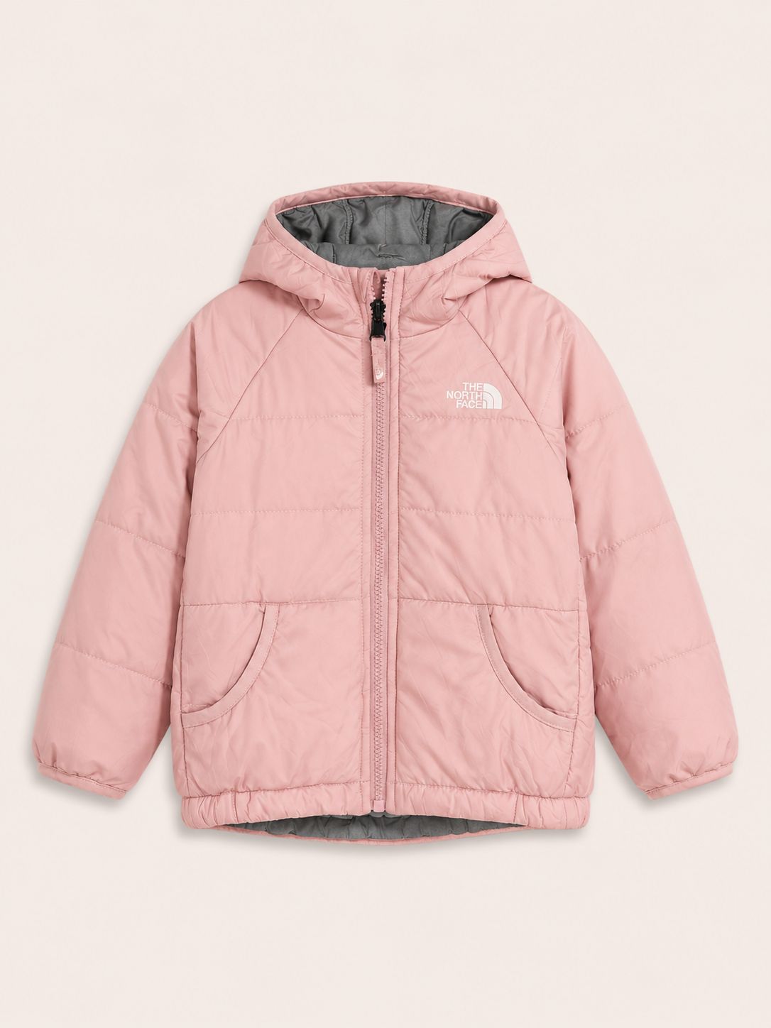 Casaca reversible rosada-gris