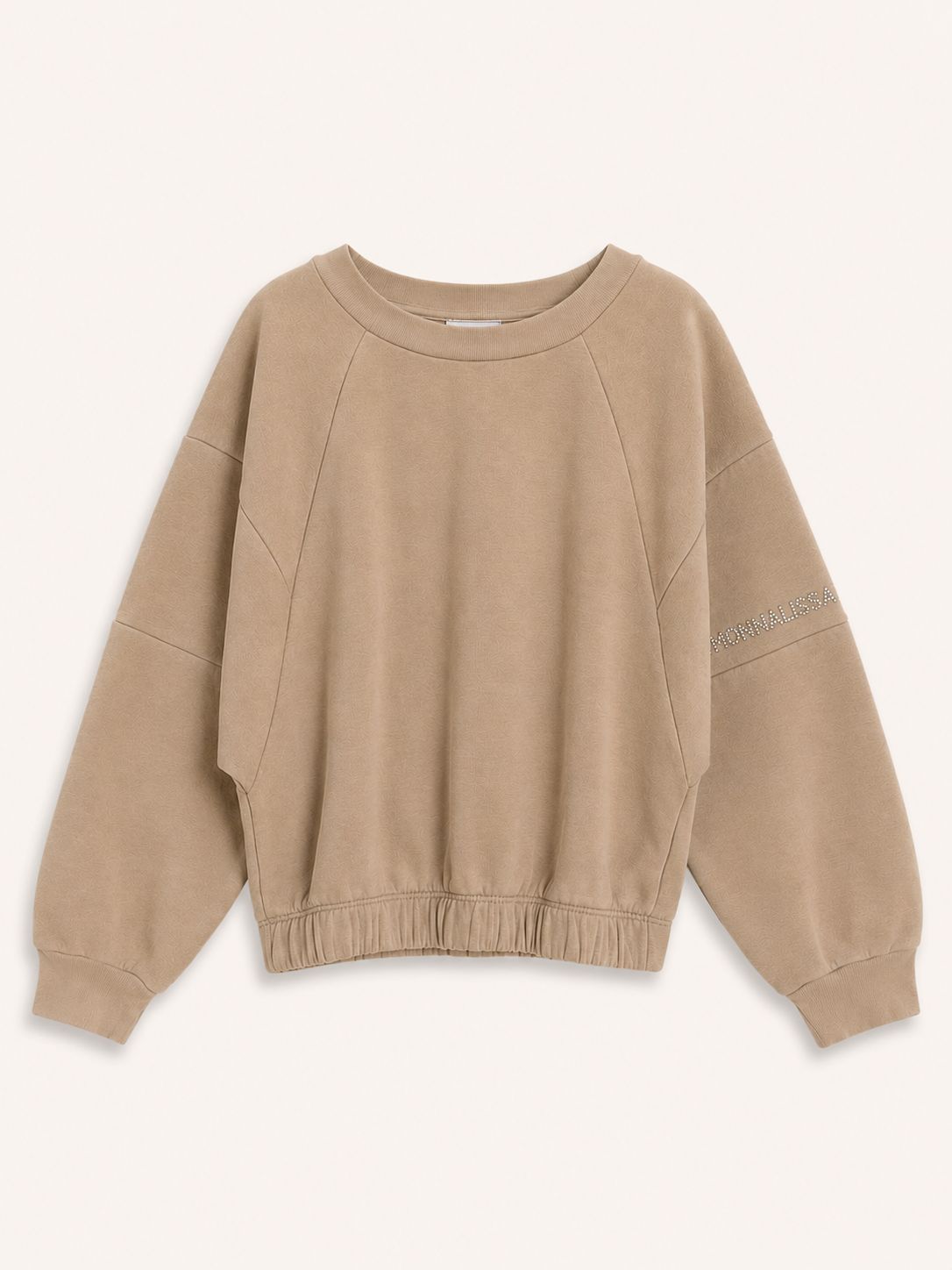 Polera beige letras en cristales 