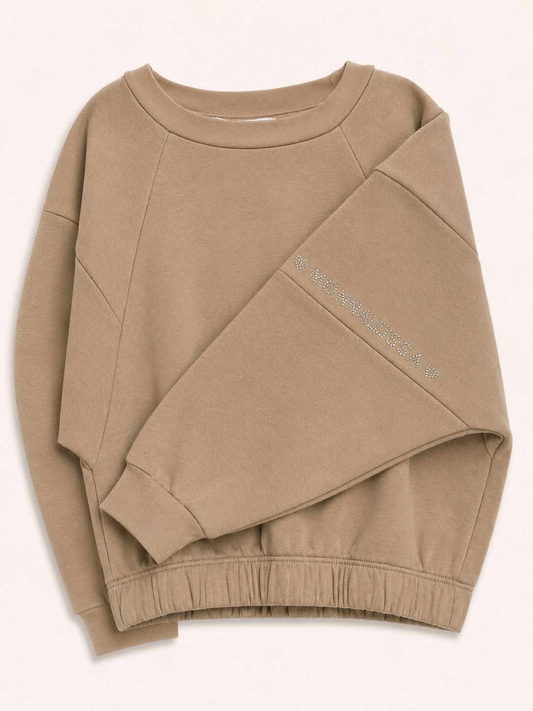 Polera beige letras en cristales  - Miniatura 2
