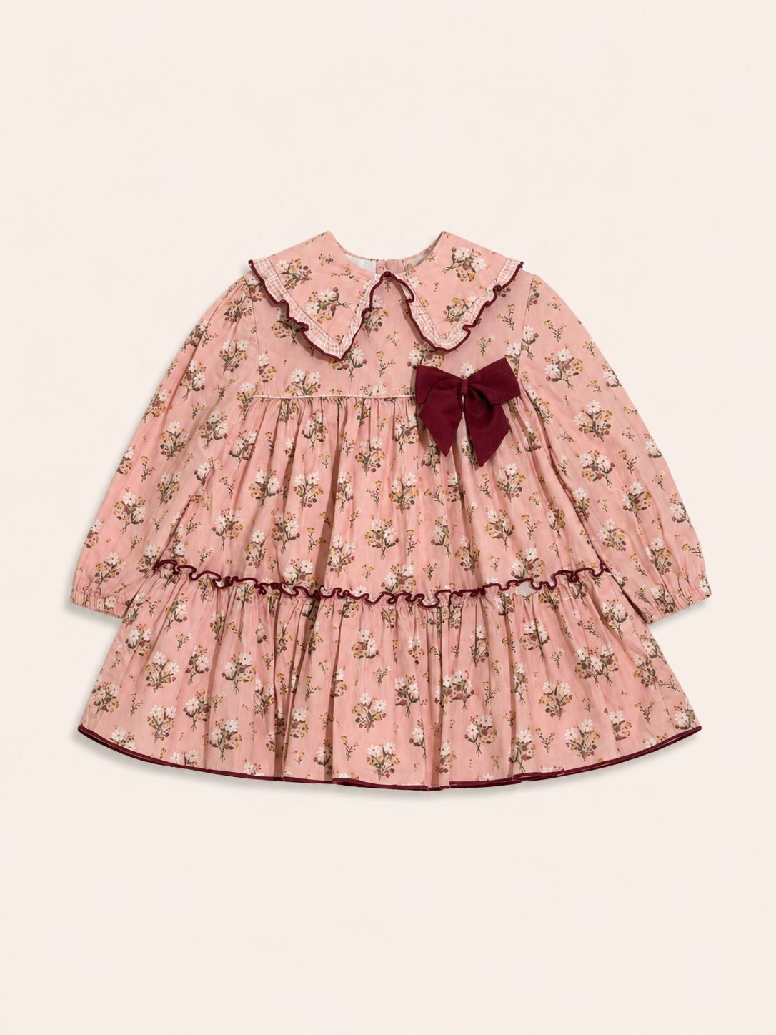 Vestido rosado lazo guinda