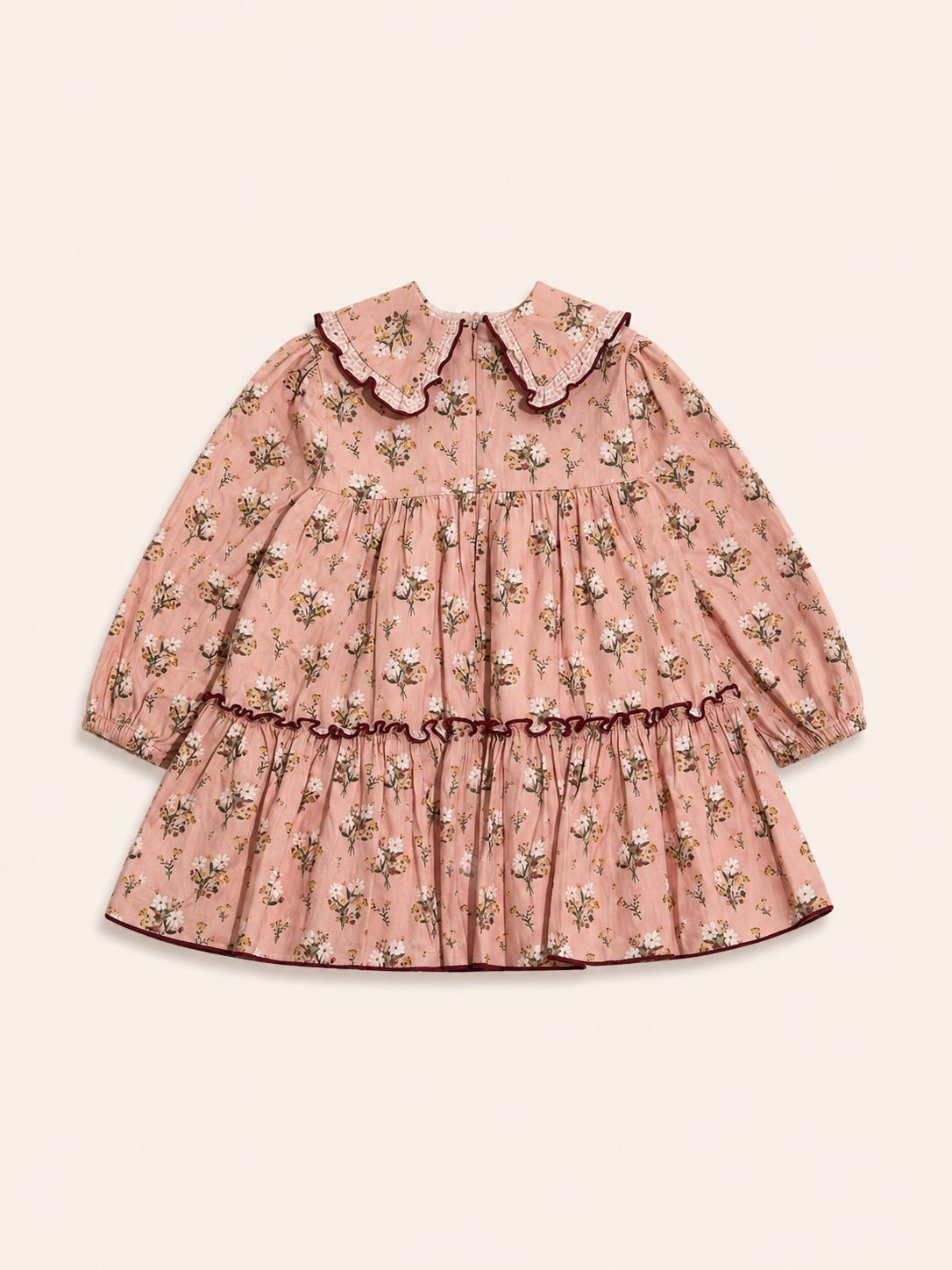 Vestido rosado lazo guinda - Miniatura 2