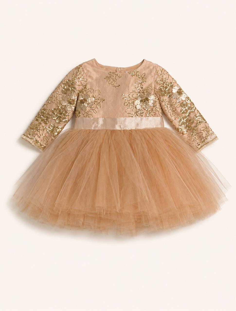 Vestido Nude con dorado