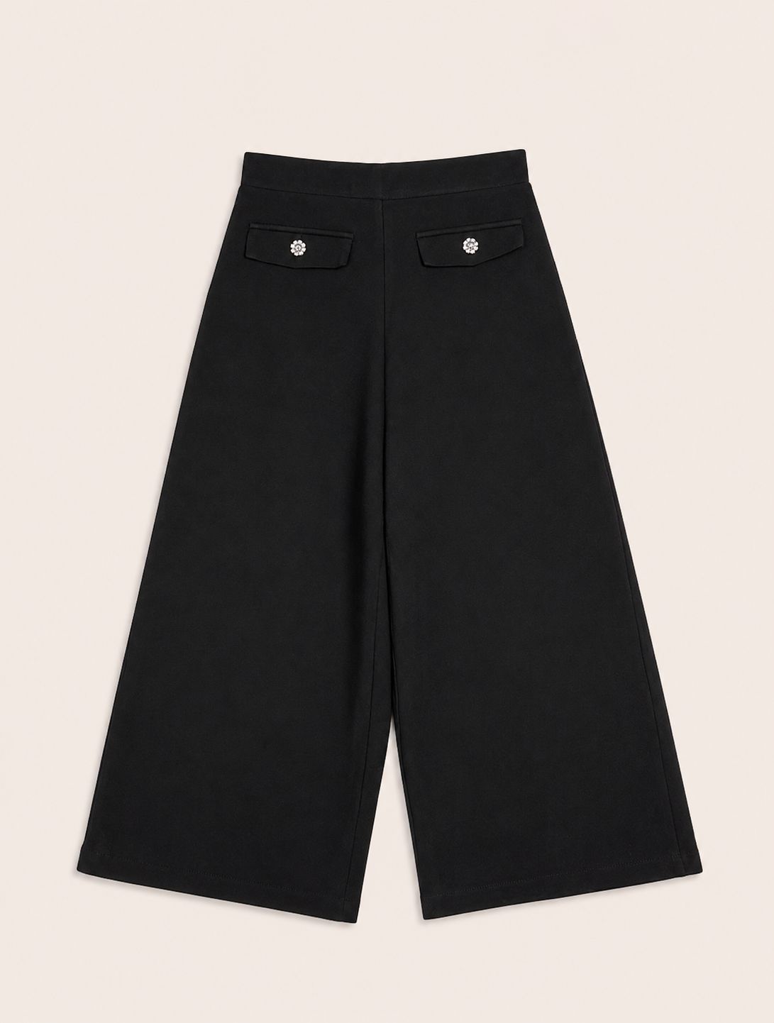 Pantalón negro botones flores 