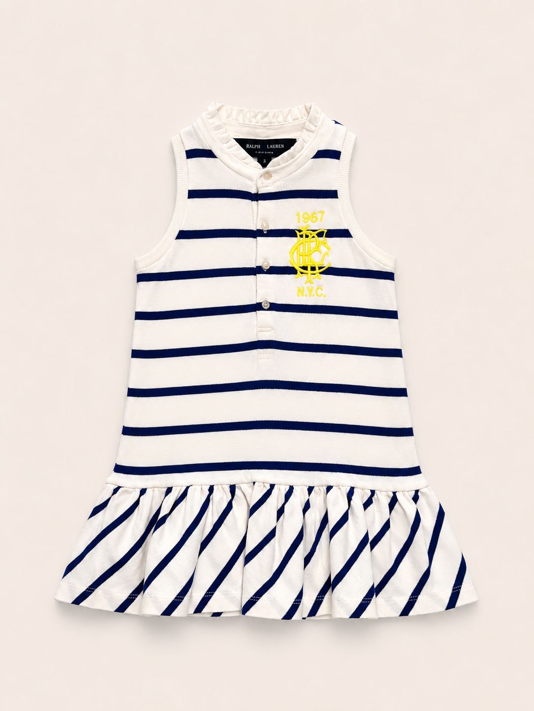 Vestido Mesh blanco rayas azules