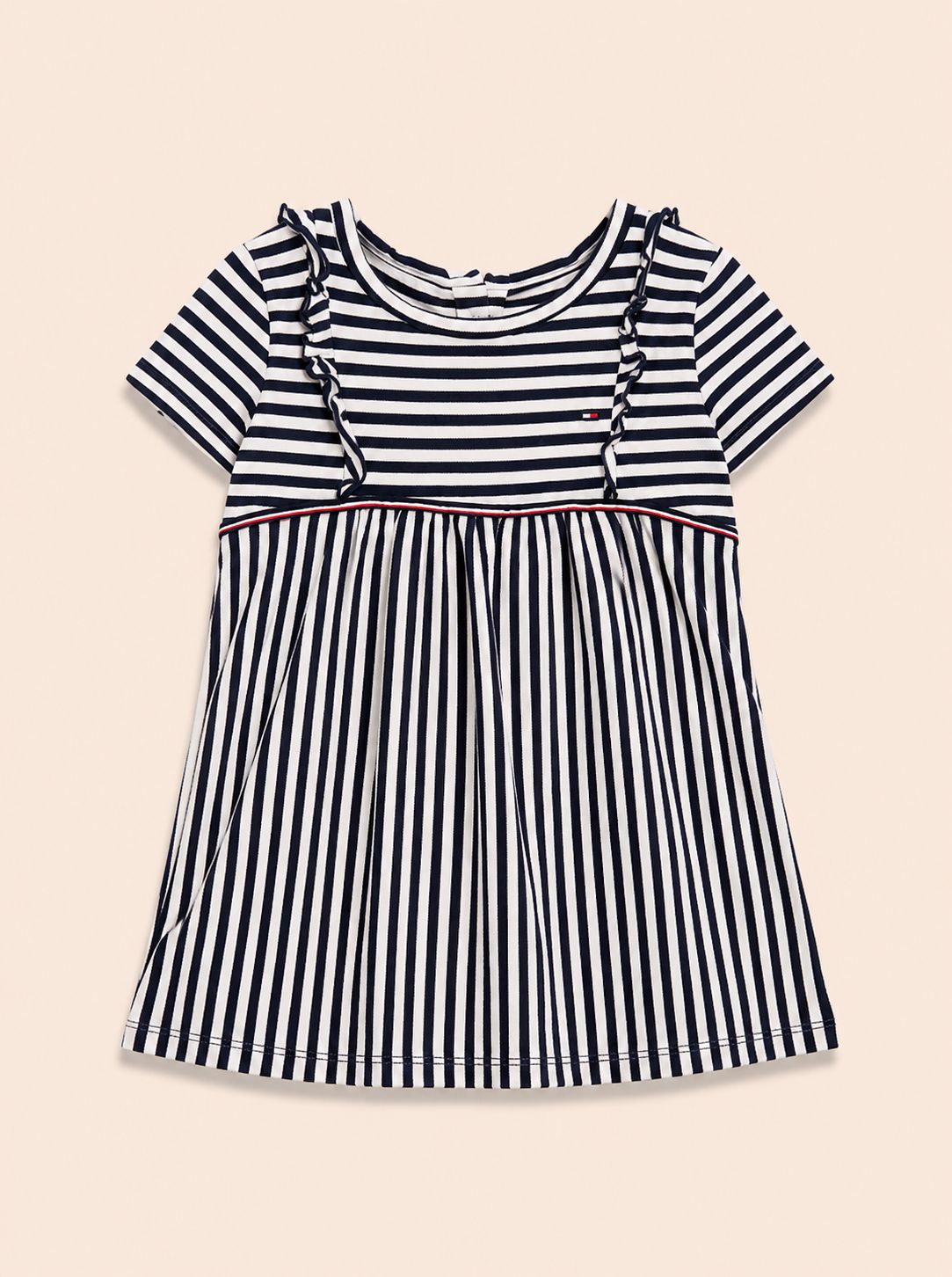 Vestido blanco rayas azules